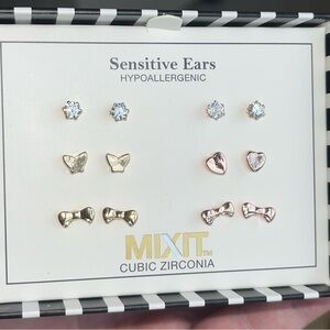 Mixit Hypoallergenic Gold and Rose Gold Dainty Earring Set for Sensitive Ears -